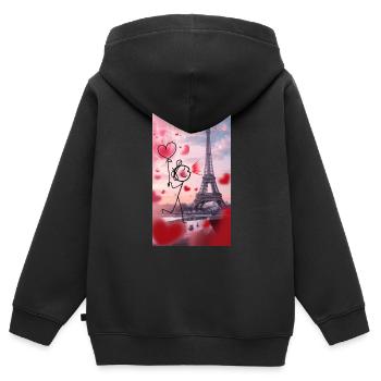 Stick Liebe Paris - Kinder Premium Organic Zip Hoodie - Schwarz - Hinten - AI Model Kid Male (0cm)