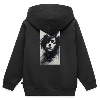 Spukende Tinte & Kohle Emotion - Kinder Premium Organic Zip Hoodie - Schwarz - Hinten - AI Model Kid Male (0cm)