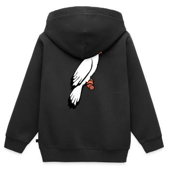 oiseau assis mignon cage branche animal de compagnie cher perroquet - Sweat Premium à capuche zippé enfant bio - noir - Dos - AI Model Kid Male (0cm)