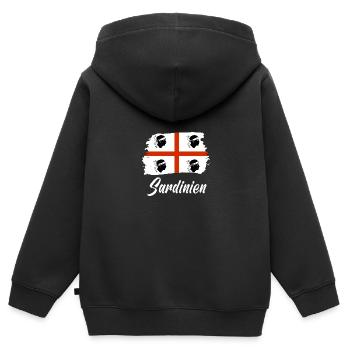 Sardaigne Sardegna - Sweat Premium à capuche zippé enfant bio - noir - Dos - AI Model Kid Male (0cm)