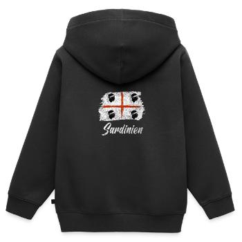 Sardaigne retro - Sweat Premium à capuche zippé enfant bio - noir - Dos - AI Model Kid Male (0cm)