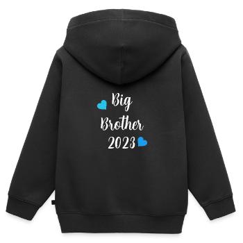 Großer Bruder 2023 - Kinder Premium Organic Zip Hoodie - Schwarz - Hinten - AI Model Kid Male (0cm)