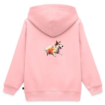 Chien de course - Sweat Premium à capuche zippé enfant bio - rose - Dos - AI Model Kid Female (0cm)