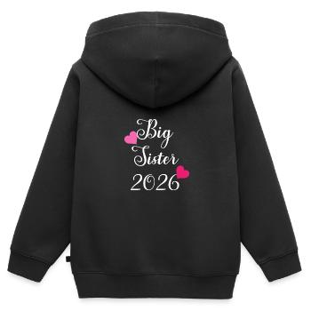 Große Schwester 2026 Herzmotiv - Kinder Premium Organic Zip Hoodie - Schwarz - Hinten - AI Model Kid Male (0cm)