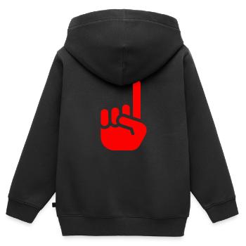 Zeigefinger rot - Kinder Premium Organic Zip Hoodie - Schwarz - Hinten - AI Model Kid Male (0cm)