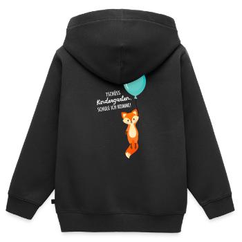 Tschüss Kindergarten - Fuchs Einschulung Schule - Kinder Premium Organic Zip Hoodie - Schwarz - Hinten - AI Model Kid Male (0cm)