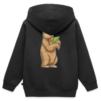 Faultier Sekretärin Ordner Büro - Kinder Premium Organic Zip Hoodie - Schwarz - Hinten - AI Model Kid Male (0cm)