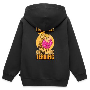 Auntariffic Drôle Tante Idée cadeau Tante Tante - Sweat Premium à capuche zippé enfant bio - noir - Dos - AI Model Kid Male (0cm)