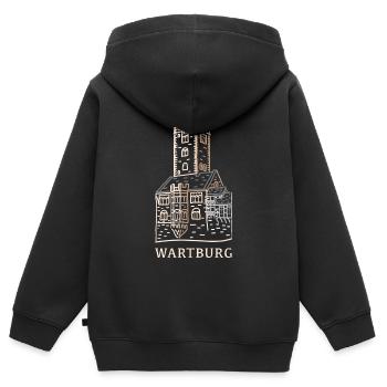 Wartburg, site du patrimoine mondial, Thuringe, Allemagne - Sweat Premium à capuche zippé enfant bio - noir - Dos - AI Model Kid Male (0cm)