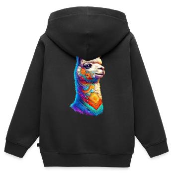 Alpaka - Kinder Premium Organic Zip Hoodie - Schwarz - Hinten - AI Model Kid Male (0cm)