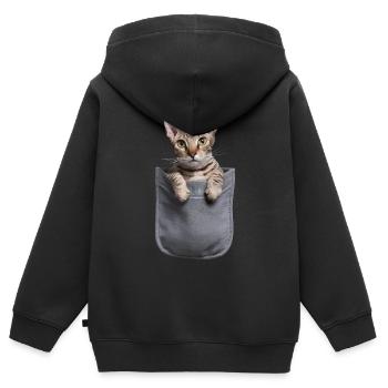 Devon Rex Katze in der Tasche Geschenk - Kinder Premium Organic Zip Hoodie - Schwarz - Hinten - AI Model Kid Male (0cm)
