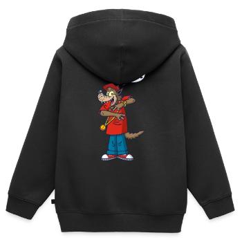 Wolf-Rapper - Kinder Premium Organic Zip Hoodie - Schwarz - Hinten - AI Model Kid Male (0cm)