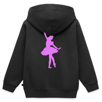 Tanzende Ballerina Silhouette - Kinder Premium Organic Zip Hoodie - Schwarz - Hinten - AI Model Kid Male (0cm)