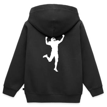 American Football Jubel Sprung - Kinder Premium Organic Zip Hoodie - Schwarz - Hinten - AI Model Kid Male (0cm)