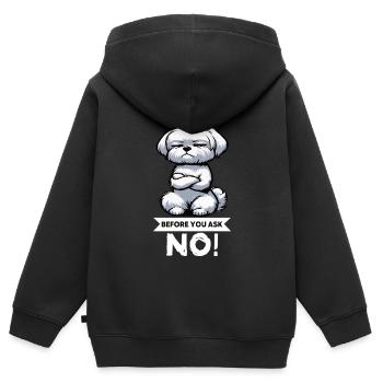 Before You Ask Malteser Maltese Owners Maltese - Kids Premium Organic Zip-up Hoodie - black - Back - AI Model Kid Male (0cm)