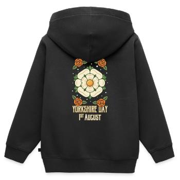 Happy Yorkshire Day 1st August Yorkshire Symbol - Kinder Premium Organic Zip Hoodie - Schwarz - Hinten - AI Model Kid Male (0cm)