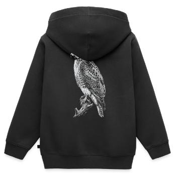 Nocturnal Hawk Line Art - Kids Premium Organic Zip-up Hoodie - black - Back - AI Model Kid Male (0cm)