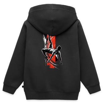 Fußball Fallrückzieher - Kinder Premium Organic Zip Hoodie - Schwarz - Hinten - AI Model Kid Male (0cm)