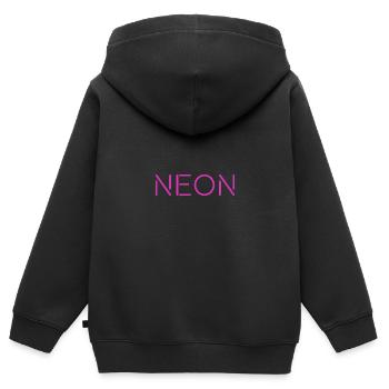 logo néon - Sweat Premium à capuche zippé enfant bio - noir - Dos - AI Model Kid Male (0cm)