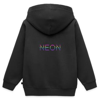 logo néon - Sweat Premium à capuche zippé enfant bio - noir - Dos - AI Model Kid Male (0cm)