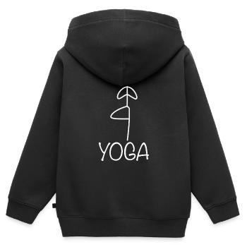 Exercice de yoga pour une séance d’entraînement - Sweat Premium à capuche zippé enfant bio - noir - Dos - AI Model Kid Male (0cm)
