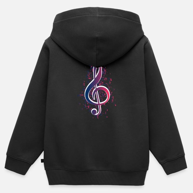 TREBLE CLEF - Sweat Premium à capuche zippé enfant bio - noir