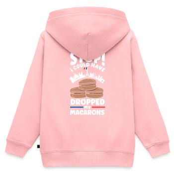 Arrêter! J’aurais pu laisser tomber mes macarons - Sweat Premium à capuche zippé enfant bio - rose - Dos - AI Model Kid Female (0cm)