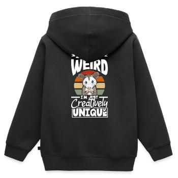 Je ne suis pas bizarre, je suis juste unique sur le plan créatif - Sweat Premium à capuche zippé enfant bio - noir - Dos - AI Model Kid Male (0cm)