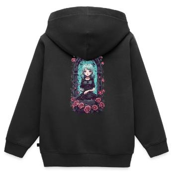 Kawaii Goth Anime Girl Viktorianisch Magisch - Kinder Premium Organic Zip Hoodie - Schwarz - Hinten - AI Model Kid Male (0cm)