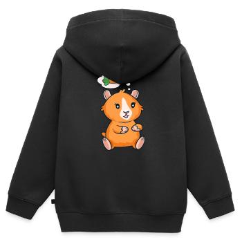 Cochon d’Inde comme carotte Cochon d’Inde - Sweat Premium à capuche zippé enfant bio - noir - Dos - AI Model Kid Male (0cm)