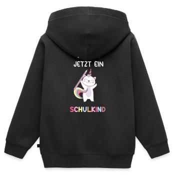 Ich bin jetzt ein Schulkind - Schule Erste Klasse - Kinder Premium Organic Zip Hoodie - Schwarz - Hinten - AI Model Kid Male (0cm)