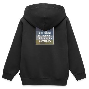 SPRUCH ARBEIT - Kinder Premium Organic Zip Hoodie - Schwarz - Hinten - AI Model Kid Male (0cm)
