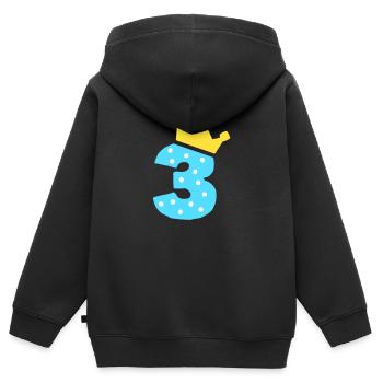 3 Krone 3 Geburtstag 3 Jahre - Kinder Premium Organic Zip Hoodie - Schwarz - Hinten - AI Model Kid Male (0cm)
