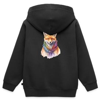 Fuchs mit Schal - Kinder Premium Organic Zip Hoodie - Schwarz - Hinten - AI Model Kid Male (0cm)