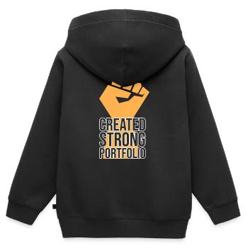 Création d’un portefeuille solide - Sweat Premium à capuche zippé enfant bio - noir - Dos - AI Model Kid Male (0cm)