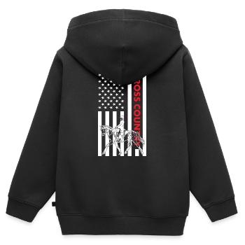 Rider Us Flag Cross Country - Kinder Premium Organic Zip Hoodie - Schwarz - Hinten - AI Model Kid Male (0cm)
