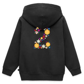 Flowers 2 - Kinder Premium Organic Zip Hoodie - Schwarz - Hinten - AI Model Kid Male (0cm)