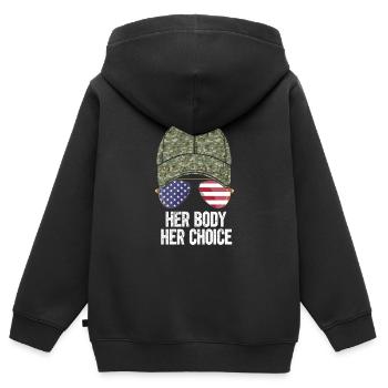 Votre corps, votre choix - Sweat Premium à capuche zippé enfant bio - noir - Dos - AI Model Kid Male (0cm)