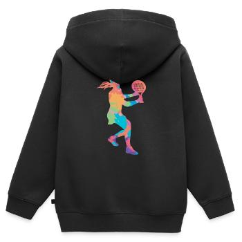 Padel Filles Padel Joueur Padel Tennis Femmes - Sweat Premium à capuche zippé enfant bio - noir - Dos - AI Model Kid Male (0cm)
