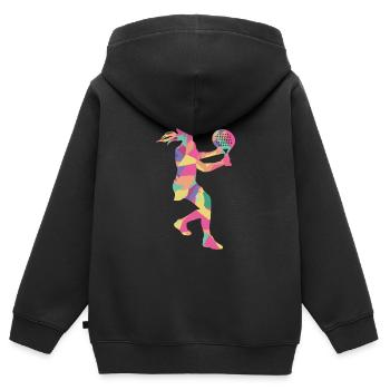 Padel Filles Padel Joueur Padel Tennis Femmes - Sweat Premium à capuche zippé enfant bio - noir - Dos - AI Model Kid Male (0cm)