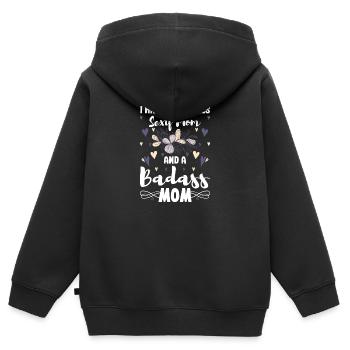 Responsabilité de l’équipe monoparentale - Sweat Premium à capuche zippé enfant bio - noir - Dos - AI Model Kid Male (0cm)