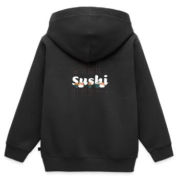 Sushi Fisch Kawaii - Kinder Premium Organic Zip Hoodie - Schwarz - Hinten - AI Model Kid Male (0cm)