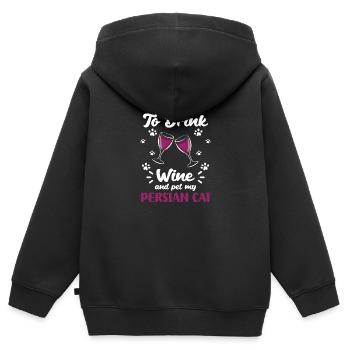 Perser Katze Katzendame Liebe Pfote - Kinder Premium Organic Zip Hoodie - Schwarz - Hinten - AI Model Kid Male (0cm)