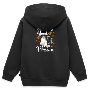 Perser Katzenfreund Katzenlady - Kinder Premium Organic Zip Hoodie - Schwarz - Hinten - AI Model Kid Male (0cm)