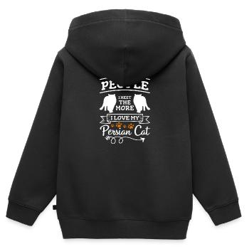 Perser Katze Katzendame Chefin - Kinder Premium Organic Zip Hoodie - Schwarz - Hinten - AI Model Kid Male (0cm)