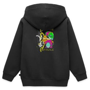 Futuriste néon futuriste - Sweat Premium à capuche zippé enfant bio - noir - Dos - AI Model Kid Male (0cm)