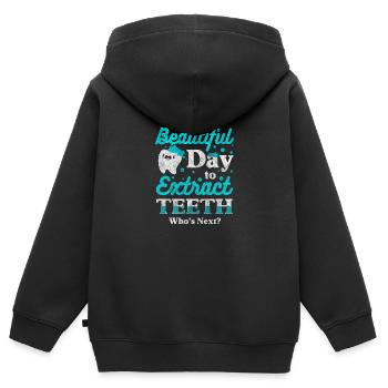 Dentiste Médecine dentaire Dentifrice - Sweat Premium à capuche zippé enfant bio - noir - Dos - AI Model Kid Male (0cm)