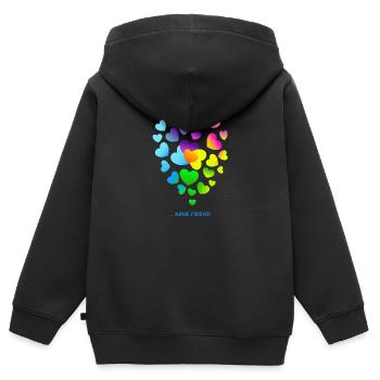 Herzen bunte Herzen Herzen Haufen - Kinder Premium Organic Zip Hoodie - Schwarz - Hinten - AI Model Kid Male (0cm)