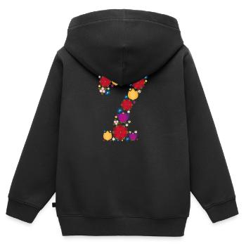 Flowers 7 - Kinder Premium Organic Zip Hoodie - Schwarz - Hinten - AI Model Kid Male (0cm)