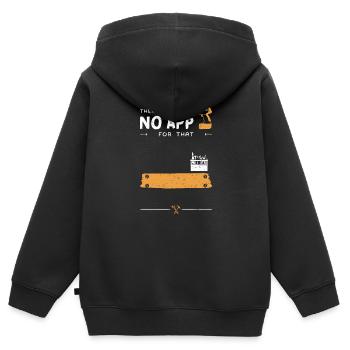 Travailler il n’y a pas d’application pour cela - Sweat Premium à capuche zippé enfant bio - noir - Dos - AI Model Kid Male (0cm)